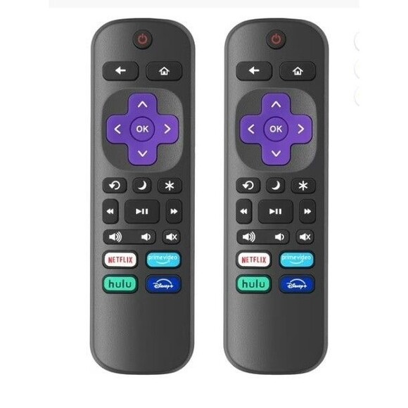 Other - Replacement TV Remote Control for Roku TV, Infrared, Black, 2 Pack